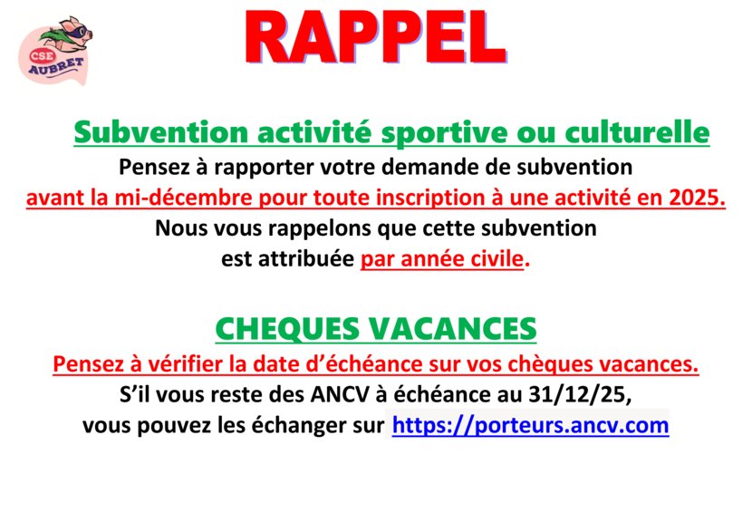 thumbnail of RAPPEL Subvention activité 2025
